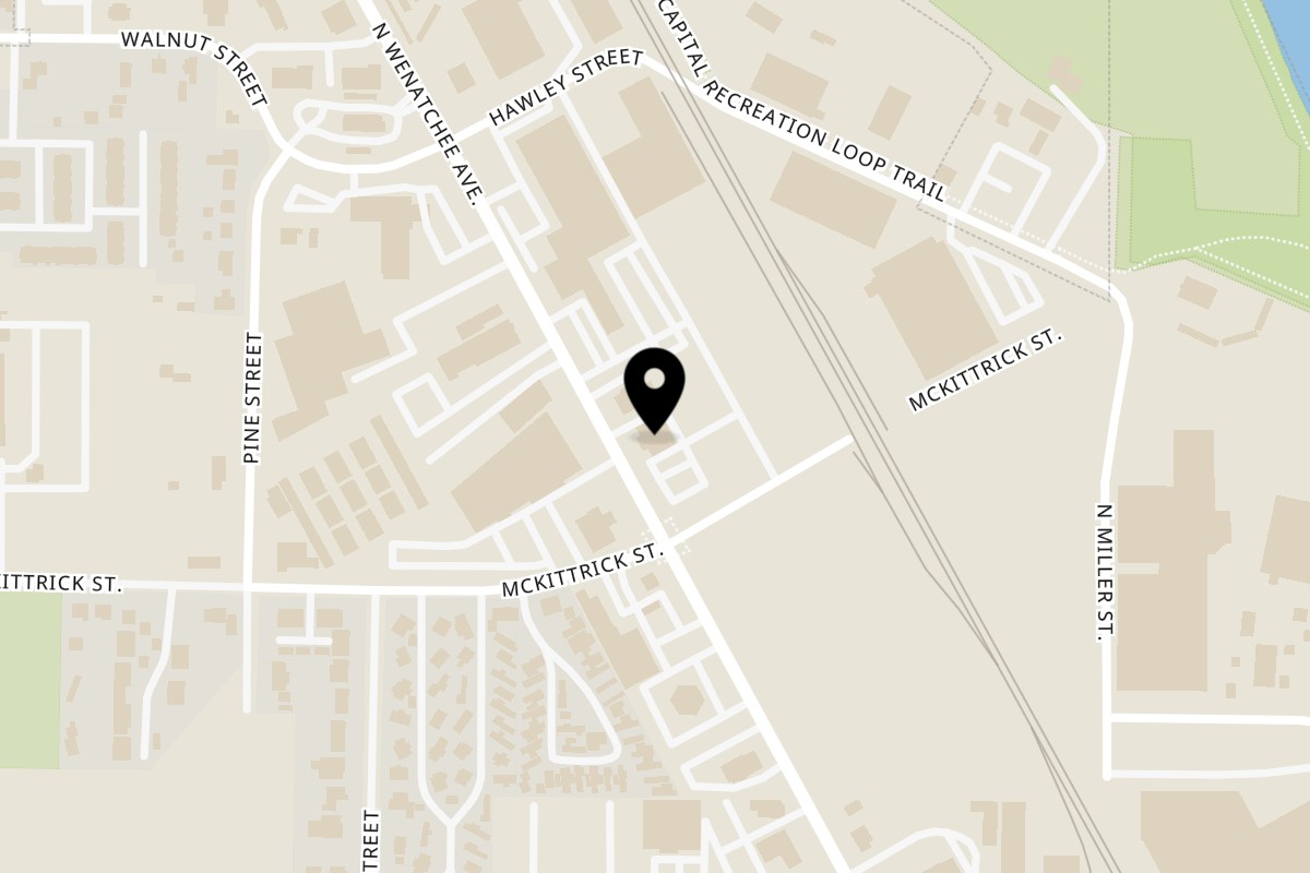 Map showing the location of Smitty's Pancake House on 1621 N Wenatchee Ave in Wenatchee